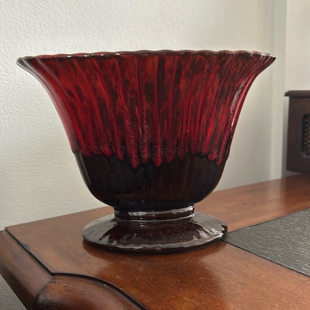 🔥🔥Vintage Evangeline Pottery Planter Vase in Red Brown Drip #913 Made in 🇨🇦